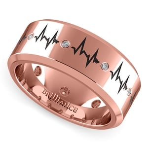 Mens Heartbeat Pattern Design Eternity Band In Rose Gold