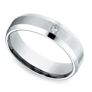 Inset Beveled Men's Wedding Ring in Platinum (6mm)