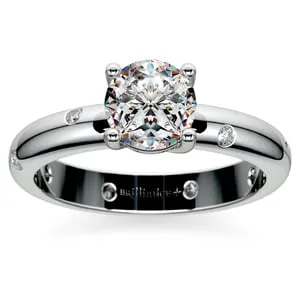 Inset Diamond Engagement Ring in White Gold
