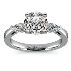 3 Stone Marquise Side Stone Diamond Ring In White Gold (1/3 Ctw)