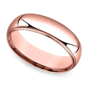 Mid-Weight Milgrain Men's Wedding Ring in 14K Rose Gold (6mm)