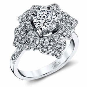 Flower Diamond Engagement Ring In White Gold By Parade
