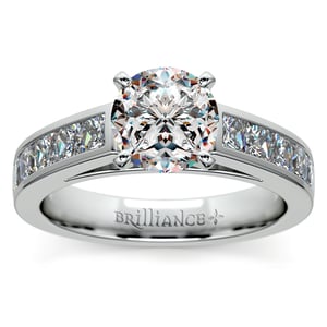 Channel Set Diamond Ring In Platinum With Princess Diamonds