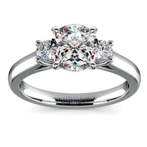 Platinum 3 Stone Round Diamond Engagement Ring 