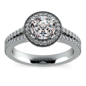 Split Shank Pave Halo Diamond Engagement Ring Setting In Platinum