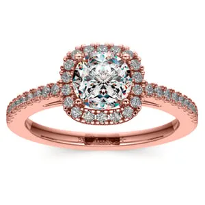 Rose Gold Square Halo Engagement Ring (2/5 Ctw)