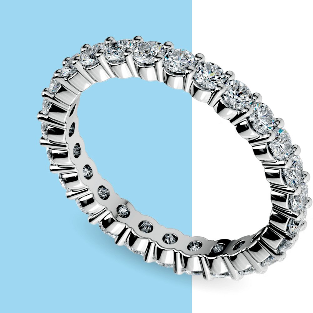 1 Carat Prong Set Diamond Eternity Ring in White Gold