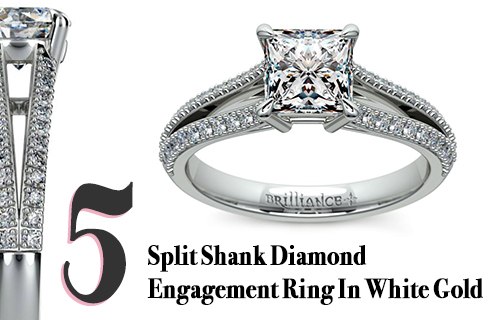 Split Shank Diamond Engagement Ring In White Gold