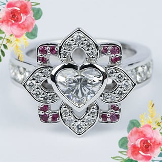Custom jewelry set with various gemstones arranged elegantly.