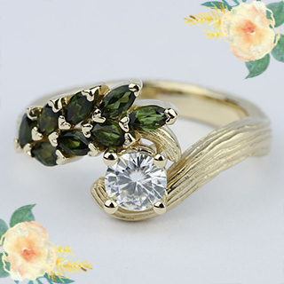 Emerald leaves design jewelry piece, featuring intricate leaf-shaped elements.