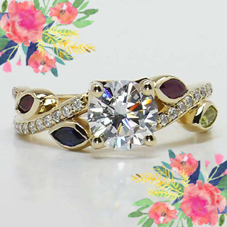 Marquise cut gemstones arranged in a stylish design.