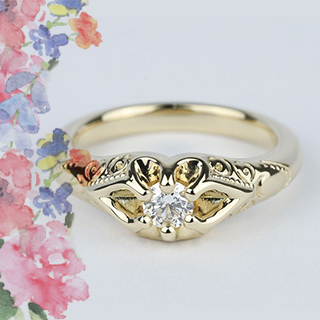 Victorian-style buttercup ring design with detailed craftsmanship and intricate floral elements.