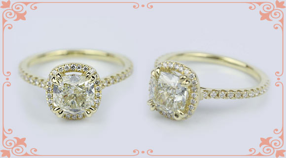 Cushion Cut Halo Engagement Ring
