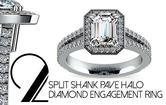 Split Shank Pave Halo Diamond Engagement Ring