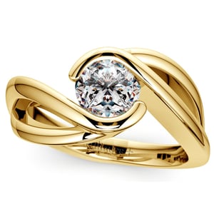 Bypass Solitaire Engagement Ring in Yellow Gold