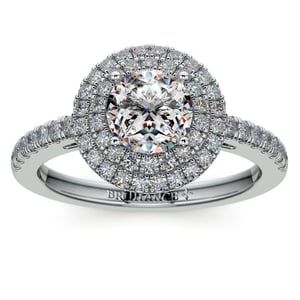 Double Halo Diamond Engagement Ring in White Gold
