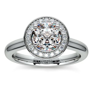 Sleek Palladium Pave Diamond Halo Ring Setting (1/4 Ctw)