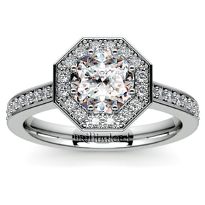 Palladium Hexagon Halo Engagement Ring (3/8 Ctw)
