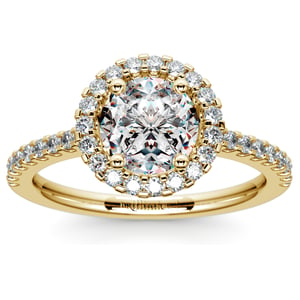 Halo Diamond Engagement Ring in Yellow Gold