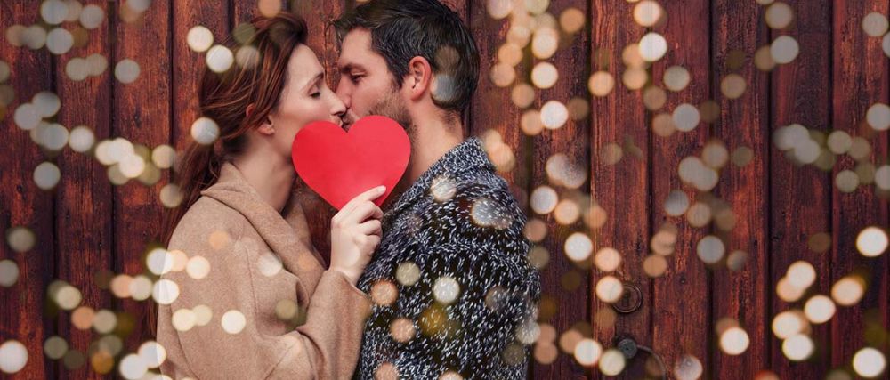 happy couple kissing