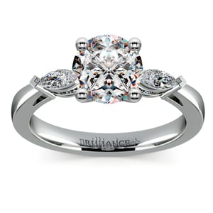 3 Stone Marquise Side Stone Diamond Ring In White Gold (1/3 Ctw)