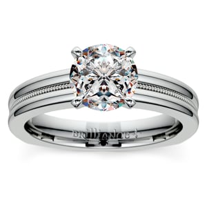 Euro Shank Engagement Ring In Palladium With Milgrain Detail