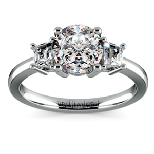 3 Stone Trapezoid Diamond Ring In White Gold (1/3 Ctw)