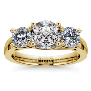 3 Stone Trellis Diamond Engagement Ring Setting In Classic Gold