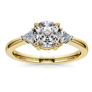 Trillion Setting Engagement Ring In Yellow Gold (1/3 Ctw)