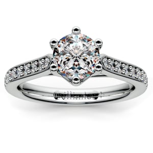 6 Prong Tulip Pave Diamond Ring Setting In Palladium