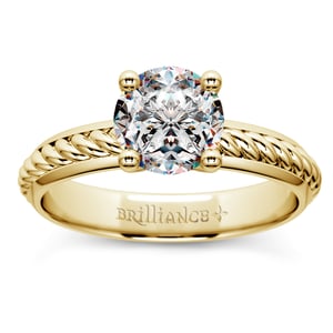 Twisted Rope Diamond Ring Setting In Yellow Gold