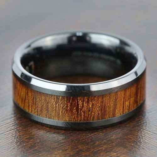 The Carpenter - Black Mens Band with Carpathian Wood (8mm)