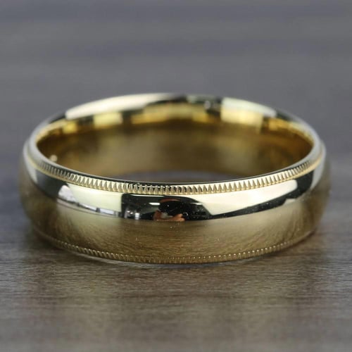 Milgrain Comfort-Fit Men's Wedding Band in Yellow Gold (6mm)