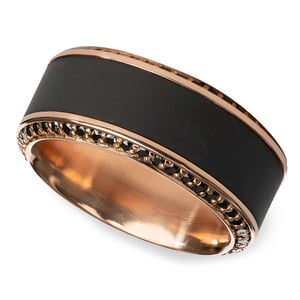 Rose Gold And Black Elysium Mens Wedding Band - Zeus