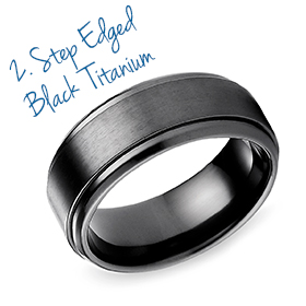 Step Edged Black Titanium Men's Band