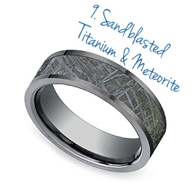 Sandblasted Titanium Men's Band with Meteorite Inlay