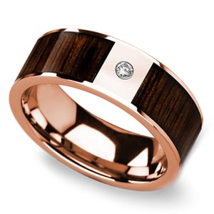 Mens Rose Gold & Walnut Inlay Wedding Band - The Sunrise