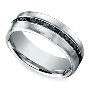 Mens Platinum Wedding Band With Black Diamonds