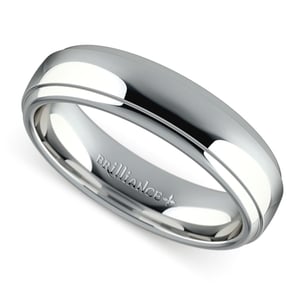 Domed Step Edge Men's Wedding Ring in Platinum (5mm)
