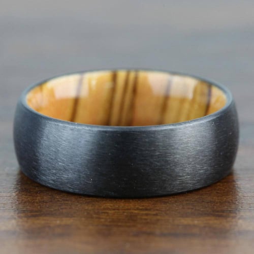 Kahuna - Mens Olive Wood Wedding Band In Zirconium