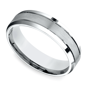 Mens Platinum Beveled Wedding Band