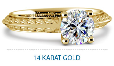 antique floral knife edge ring in 14k yeallow gold