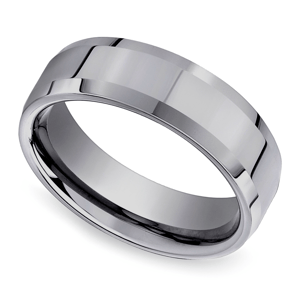 Beveled Men's Wedding Ring in Tungsten (6mm)