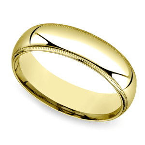 Mens Gold Milgrain Wedding Band (6 Mm)
