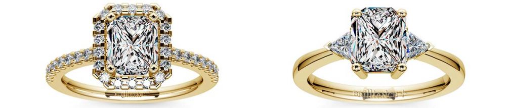 sapphire and ruby trillion sidestone settigns in white gold