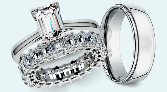 The Perfect Set for an Emerald Diamond Solitaire Engagement Ring