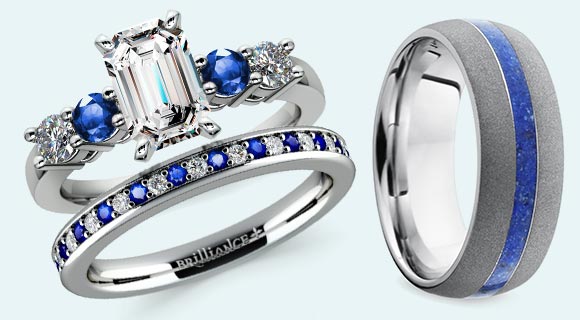 Emerald Wedding Ring Sets with a Pop of Color