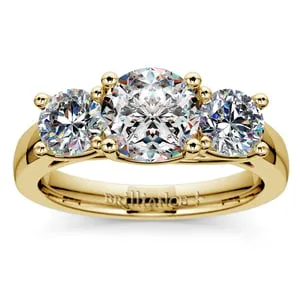 3 Stone Trellis Diamond Engagement Ring Setting In Classic Gold