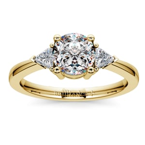 Trillion Setting Engagement Ring In Yellow Gold (1/3 Ctw)