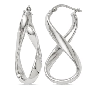 Twisted Infinity Hoop Earrings in Silver